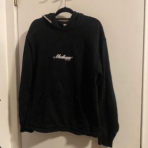 MadHappy Black hoodie with signature white stitching women’s size S
